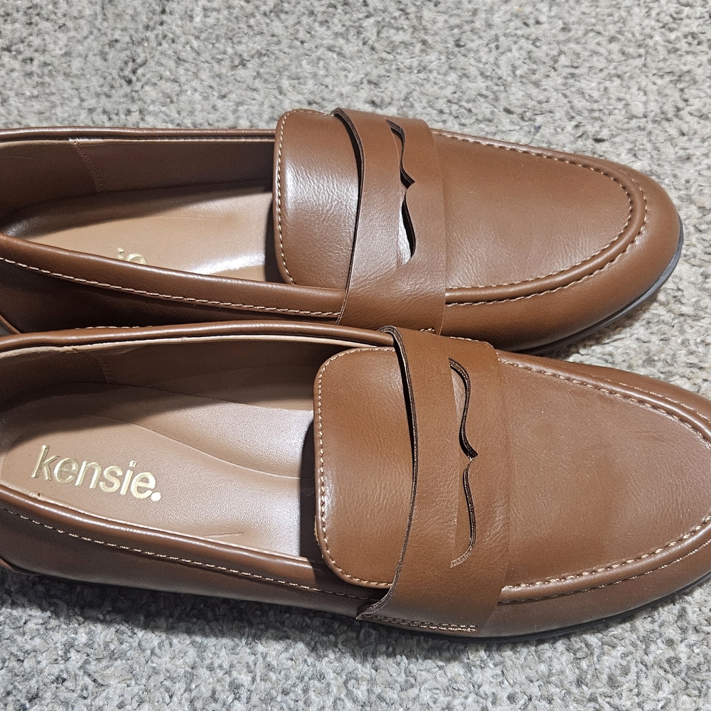 Kensie Women's Brown Leather Penny Loafers
